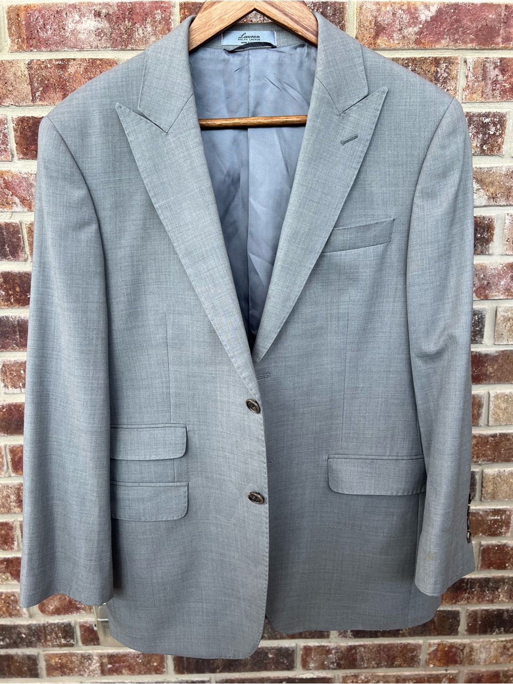 Lauren Ralph Lauren Light Gray 100% Wool Suit Jacket Sport Coat Macy's 38S